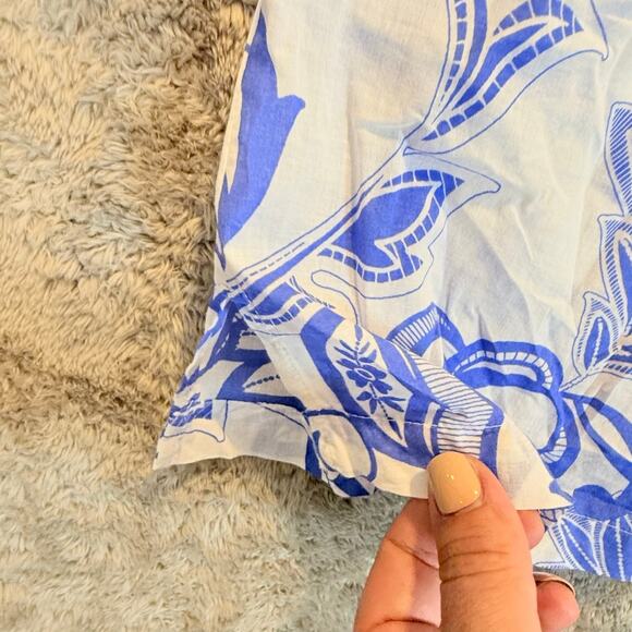 Talbots Blue White Popover Tunic Beach Coverup Lightweight Cotton Voile XLP - Picture 5 of 11